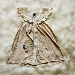 Free People Crochet Tea Flower Sleeveless Shirt Size S Tank